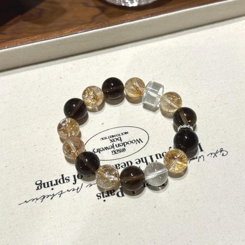 Clear Quartz & Smoky Quartz Bracelet - Peace & Well‑being