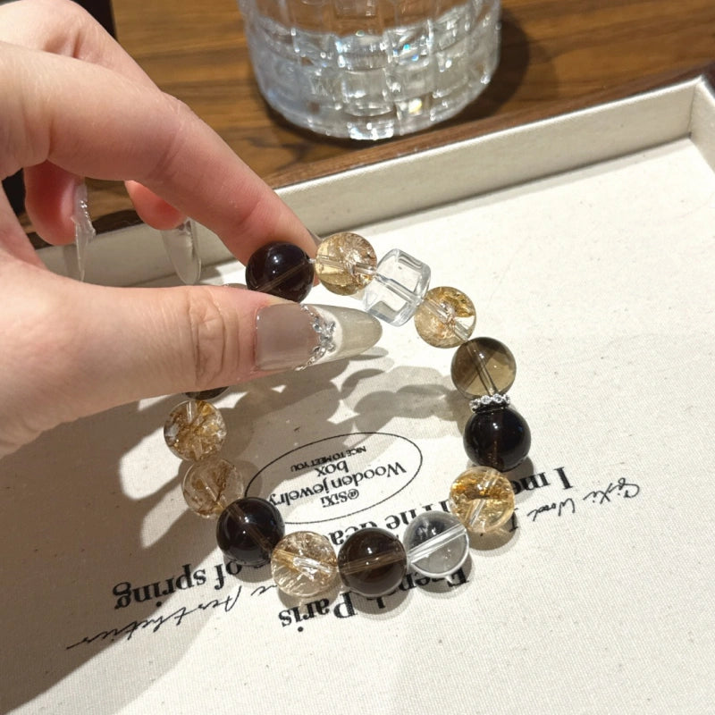 Clear Quartz & Smoky Quartz Bracelet - Peace & Well‑being
