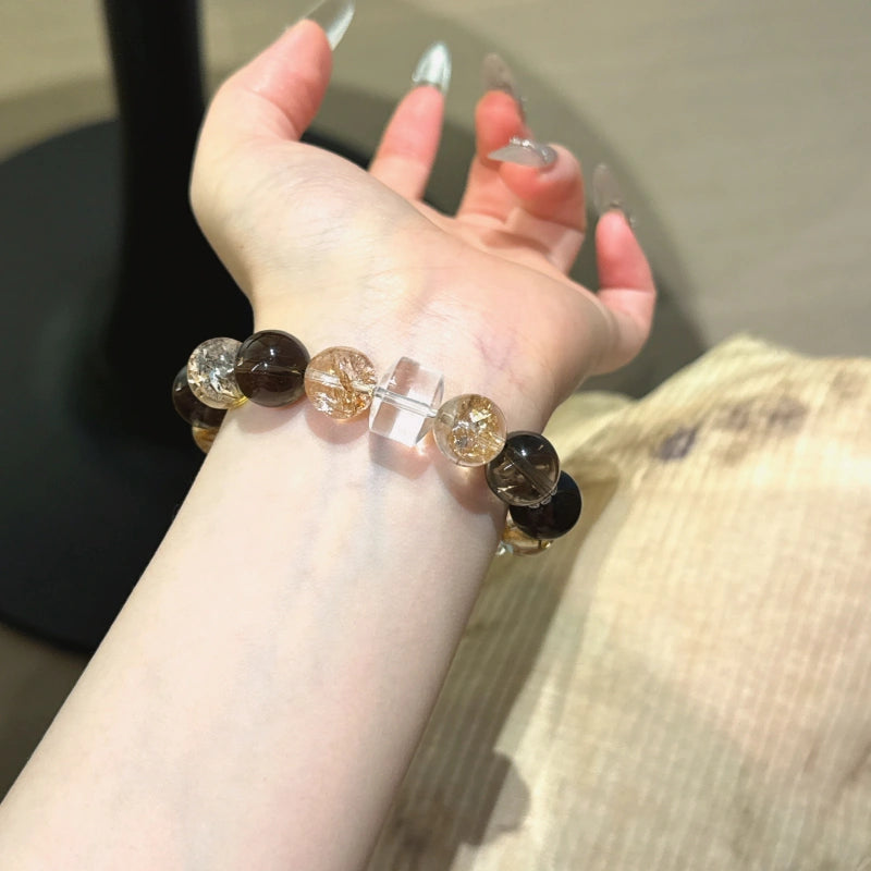 Clear Quartz & Smoky Quartz Bracelet - Peace & Well‑being