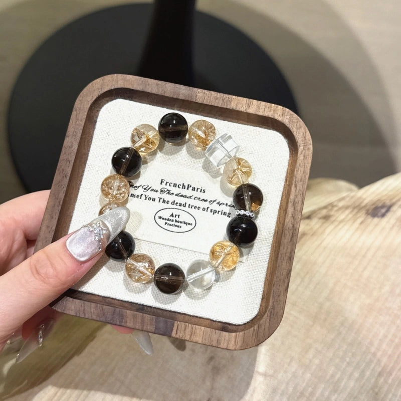 Clear Quartz & Smoky Quartz Bracelet - Peace & Well‑being