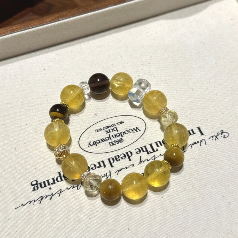 Yellow Fluorite & Tiger's Eye Bracelet, Good Fortune Accessory