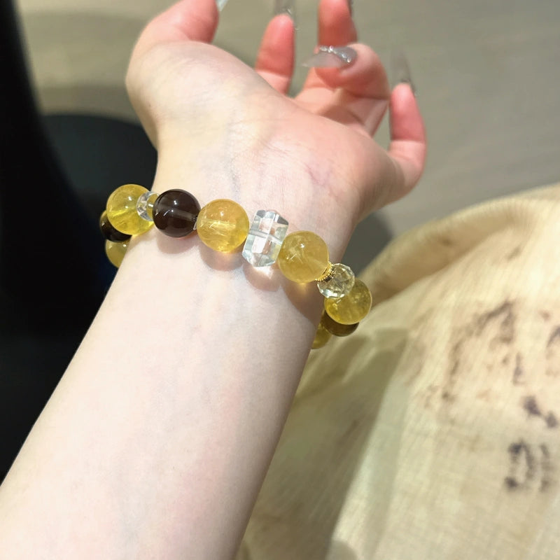Yellow Fluorite & Tiger's Eye Bracelet, Good Fortune Accessory
