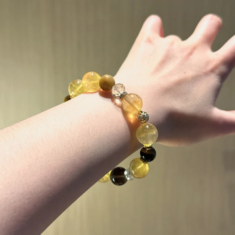 Yellow Fluorite & Tiger's Eye Bracelet, Good Fortune Accessory