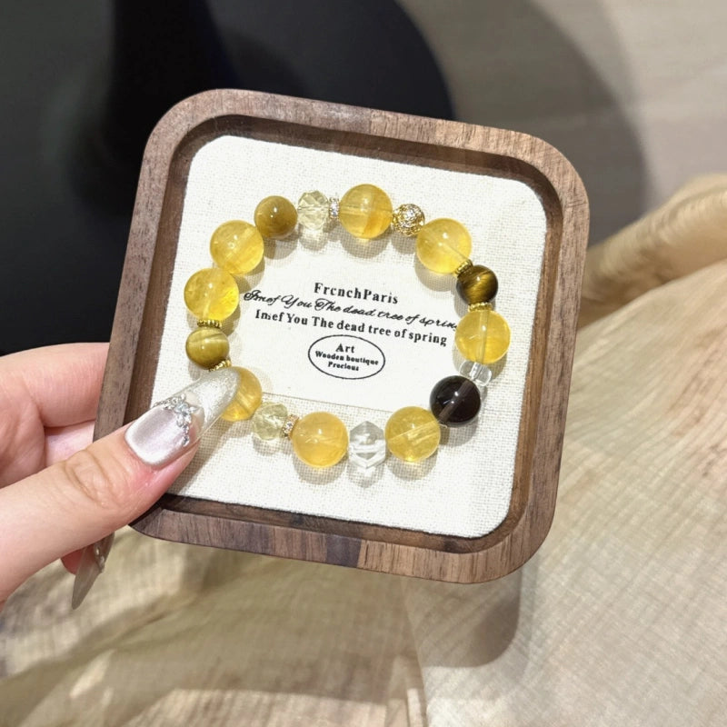 Yellow Fluorite & Tiger's Eye Bracelet, Good Fortune Accessory