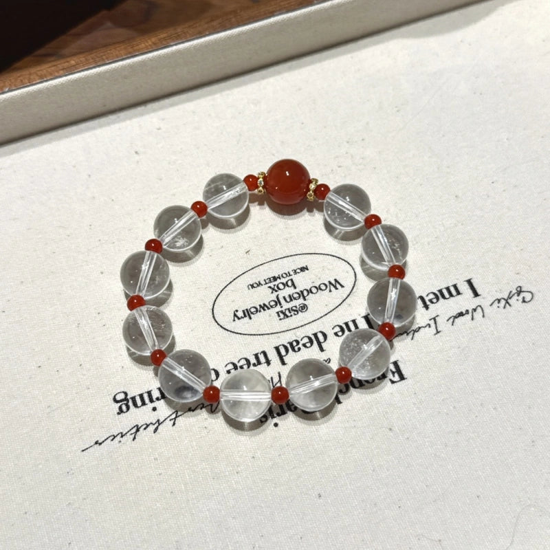 Red Agate & Clear Quartz Bracelet - Repel Negative Energy
