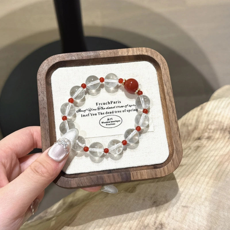 Red Agate & Clear Quartz Bracelet - Repel Negative Energy