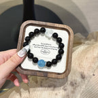 Obsidian & Aquamarine Guardian Lion Bracelet - Emotional Stability