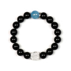 Obsidian & Aquamarine Guardian Lion Bracelet - Emotional Stability