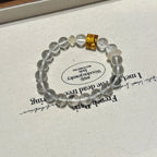 White Crystal & Floral Amber Bracelet - Encourages Wealth Flow
