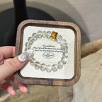 White Crystal & Floral Amber Bracelet - Encourages Wealth Flow