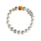 White Crystal & Floral Amber Bracelet - Encourages Wealth Flow