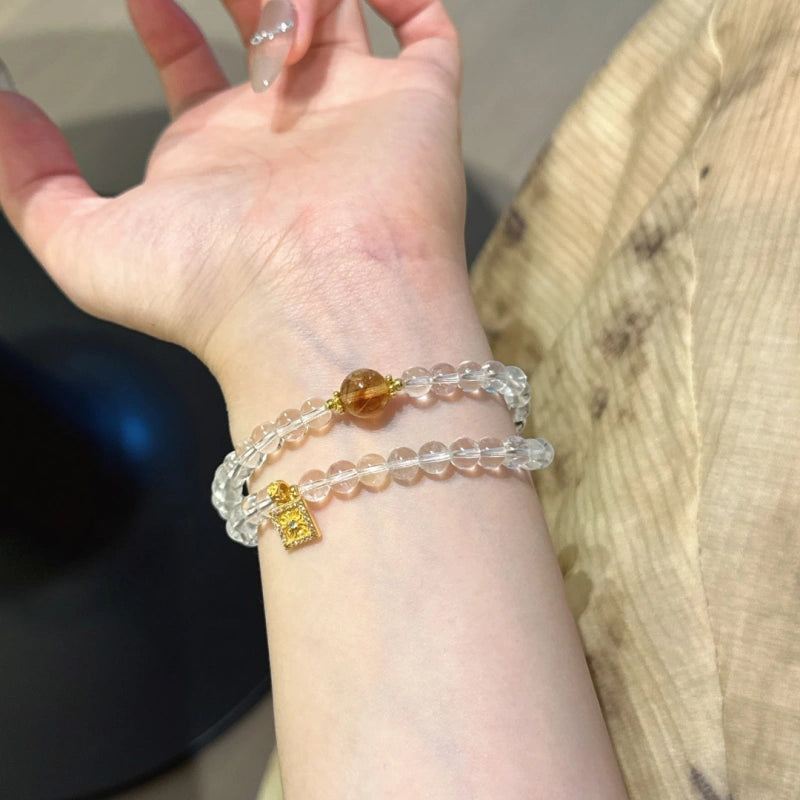 Clear Quartz & Golden‑Tiger’s Eye Bracelet - Calm the Mind