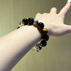 Silver Obsidian, Clear Quartz & Tiger’s Eye Bracelet - Goal Focus
