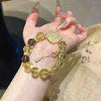 Citrine & Smoky Quartz Heart‑Shaped Fox Bracelet - Calm Judgment