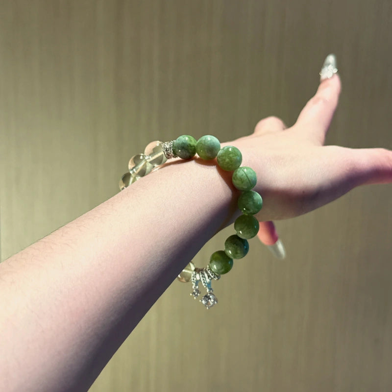 Serpentine & Lemon Citrine Bracelet - Continuous Good Fortune