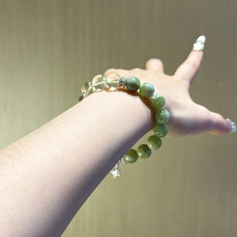 Serpentine & Lemon Citrine Bracelet - Continuous Good Fortune