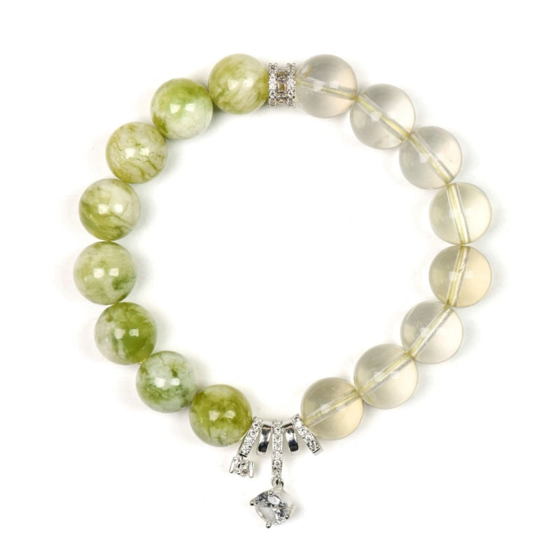 Serpentine & Lemon Citrine Bracelet - Continuous Good Fortune