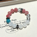 Rhodonite Clear Quartz & White Phantom Bracelet - Deep Purification