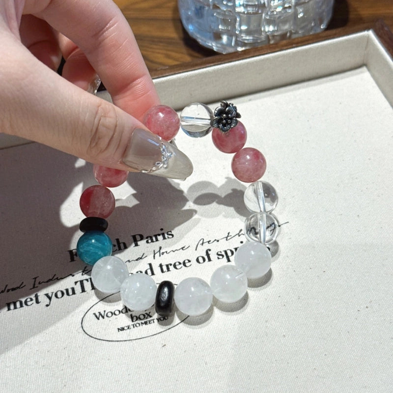 Rhodonite Clear Quartz & White Phantom Bracelet - Deep Purification