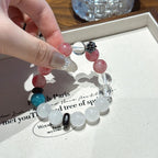 Rhodonite Clear Quartz & White Phantom Bracelet - Deep Purification