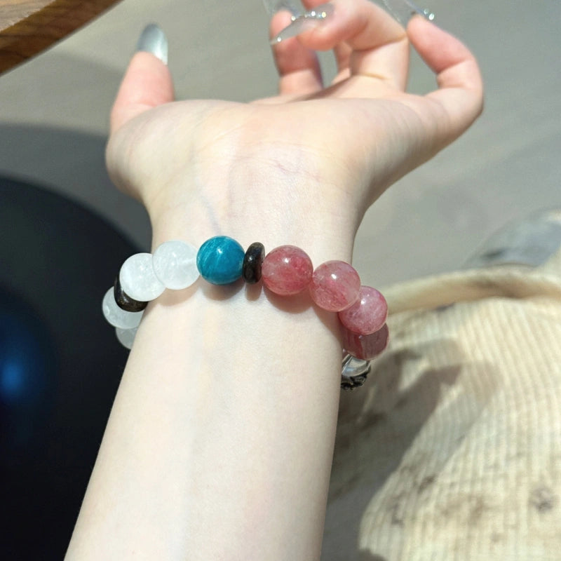 Rhodonite Clear Quartz & White Phantom Bracelet - Deep Purification