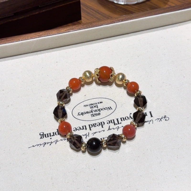 Southern Red Agate & Smoky Quartz Bracelet - Awaken Inner Drive