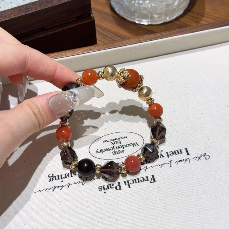 Southern Red Agate & Smoky Quartz Bracelet - Awaken Inner Drive