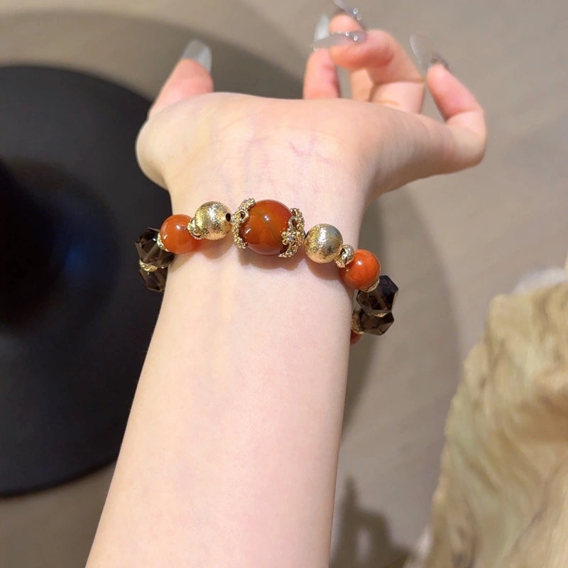 Southern Red Agate & Smoky Quartz Bracelet - Awaken Inner Drive