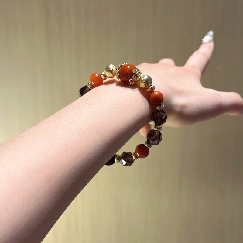 Southern Red Agate & Smoky Quartz Bracelet - Awaken Inner Drive