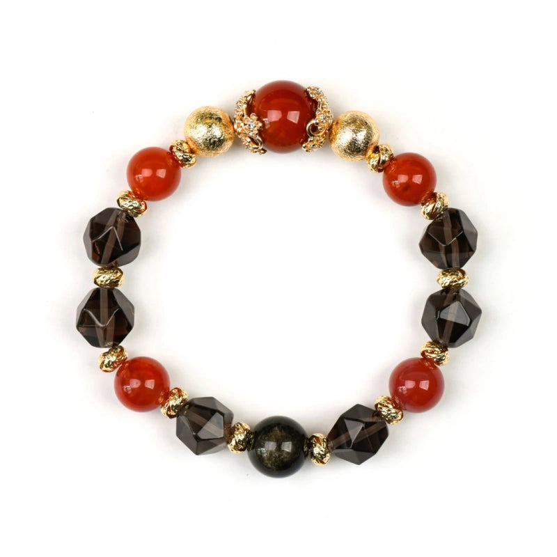 Southern Red Agate & Smoky Quartz Bracelet - Awaken Inner Drive