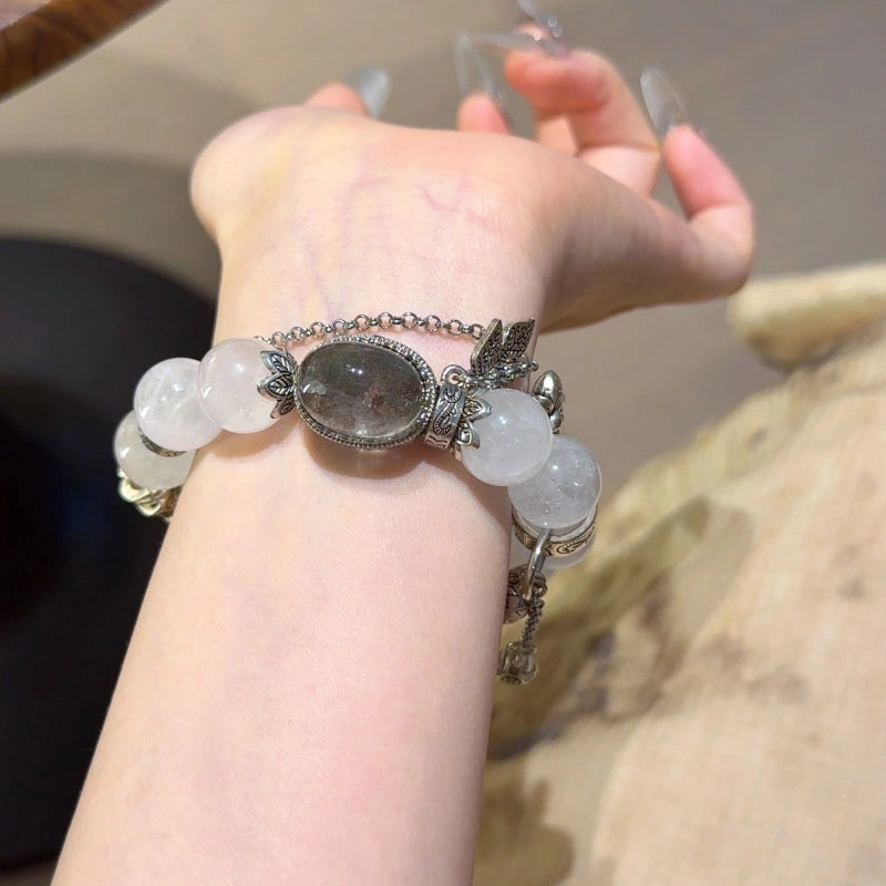 White Phantom Quartz Box‑Shape Bracelet - Shield Against Negativity