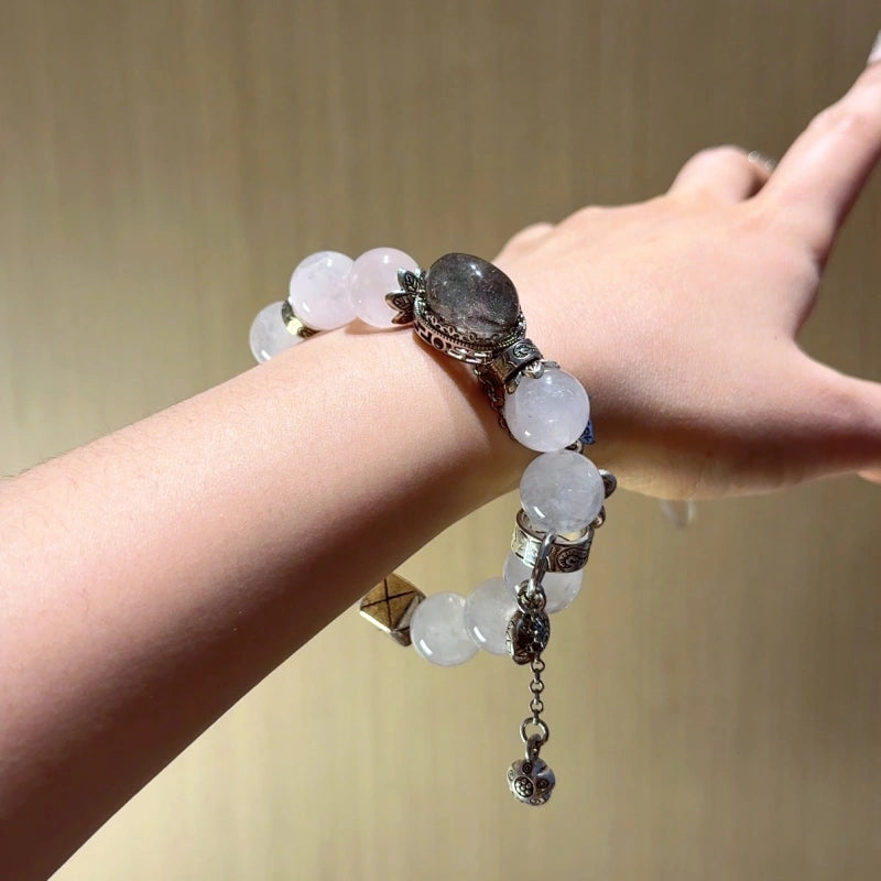 White Phantom Quartz Box‑Shape Bracelet - Shield Against Negativity