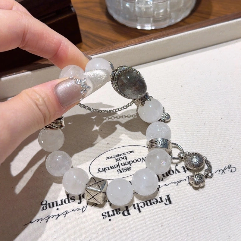 White Phantom Quartz Box‑Shape Bracelet - Shield Against Negativity