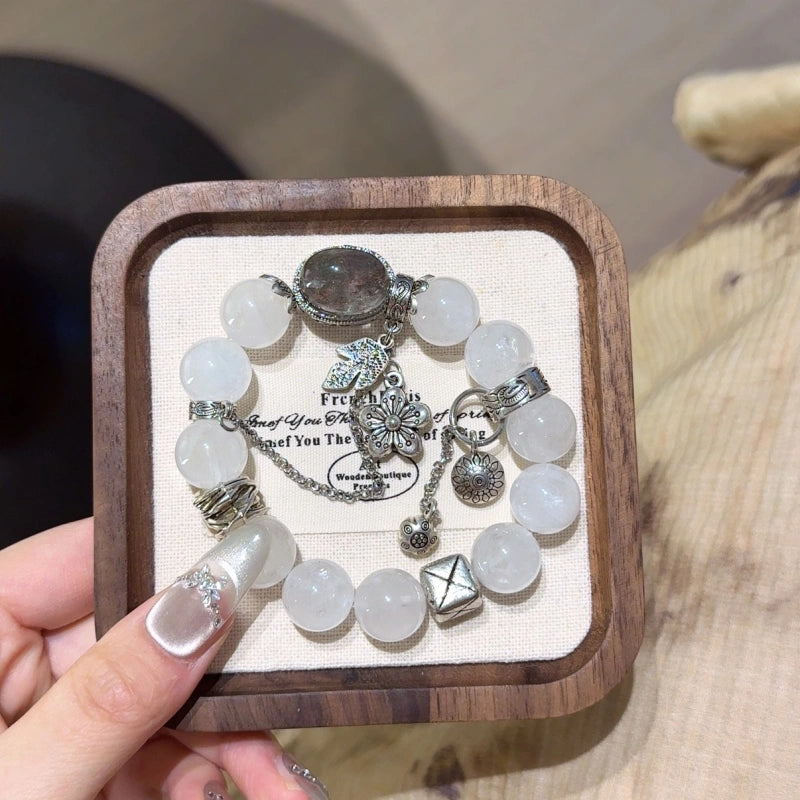 White Phantom Quartz Box‑Shape Bracelet - Shield Against Negativity