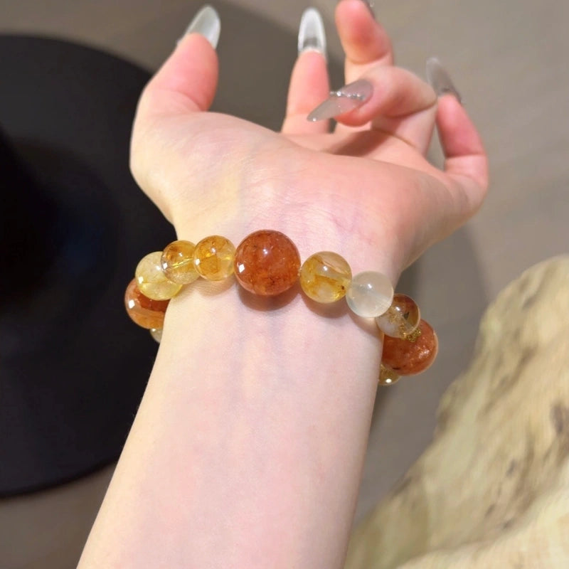 Phantom & Yellow Tourmalinated Quartz Bracelet - Positive Optimism