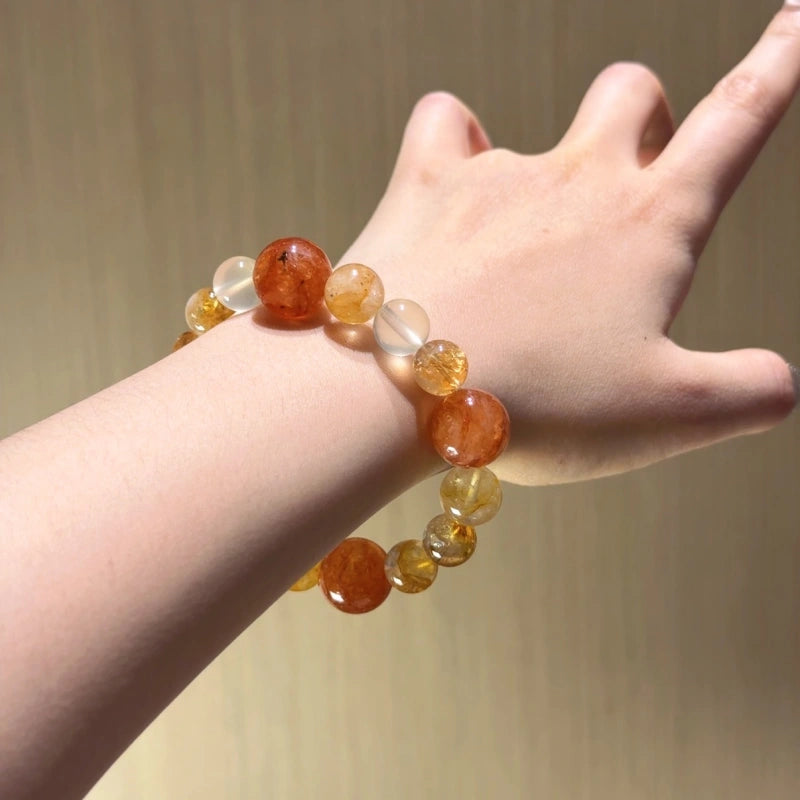 Phantom & Yellow Tourmalinated Quartz Bracelet - Positive Optimism