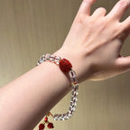 Clear Quartz & Cinnabar Barrel‑Bead Bracelet - Purify Aura