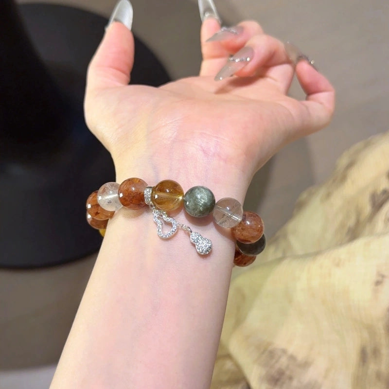 Hematoid Quartz & Green Phantom Quartz Bracelet - Career Ascent