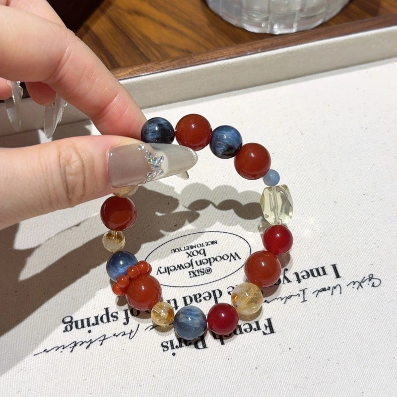 Red Agate, Golden‑Tiger’s Eye & Kyanite Bracelet - Overcome Adversity