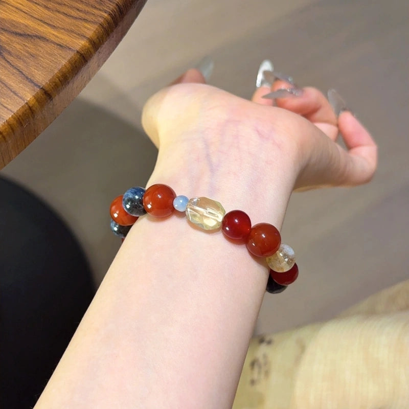 Red Agate, Golden‑Tiger’s Eye & Kyanite Bracelet - Overcome Adversity