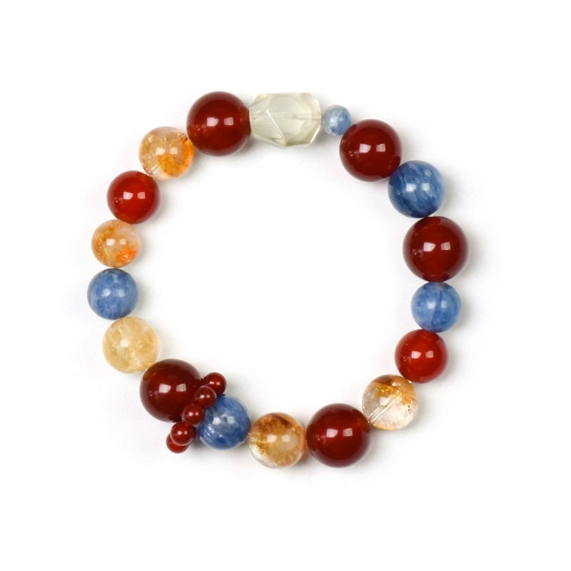 Red Agate, Golden‑Tiger’s Eye & Kyanite Bracelet - Overcome Adversity