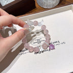 Rose Quartz with Angel‑Wing Clear Quartz Bracelet - Release Negative Energy