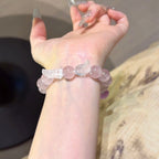 Rose Quartz with Angel‑Wing Clear Quartz Bracelet - Release Negative Energy