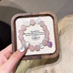 Rose Quartz with Angel‑Wing Clear Quartz Bracelet - Release Negative Energy