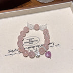 Rose Quartz with Angel‑Wing Clear Quartz Bracelet - Release Negative Energy