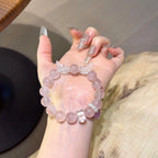 Rose Quartz with Angel‑Wing Clear Quartz Bracelet - Release Negative Energy