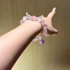 Rose Quartz with Angel‑Wing Clear Quartz Bracelet - Release Negative Energy