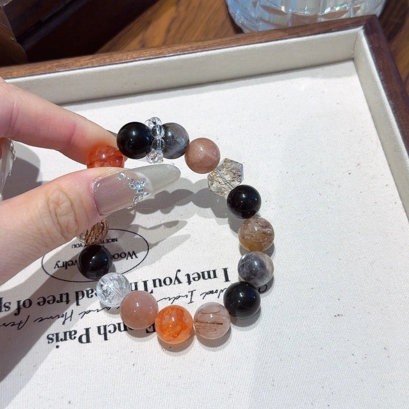 Red‑Black Multi‑Gemstone Bracelet-Stress Release