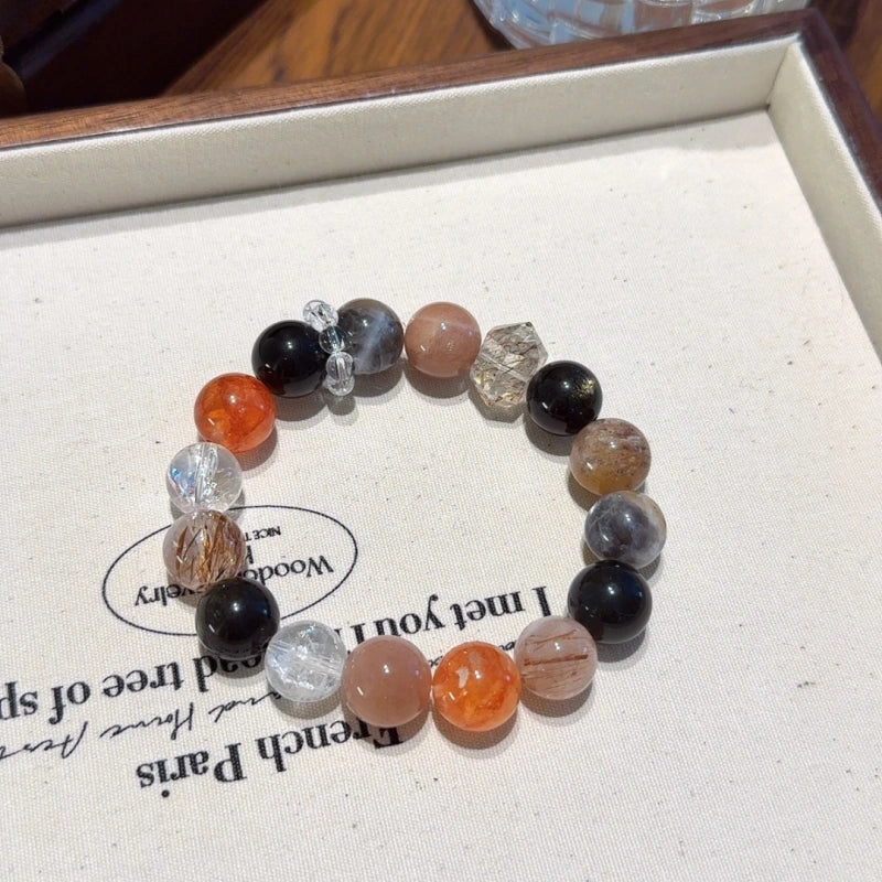 Red‑Black Multi‑Gemstone Bracelet-Stress Release