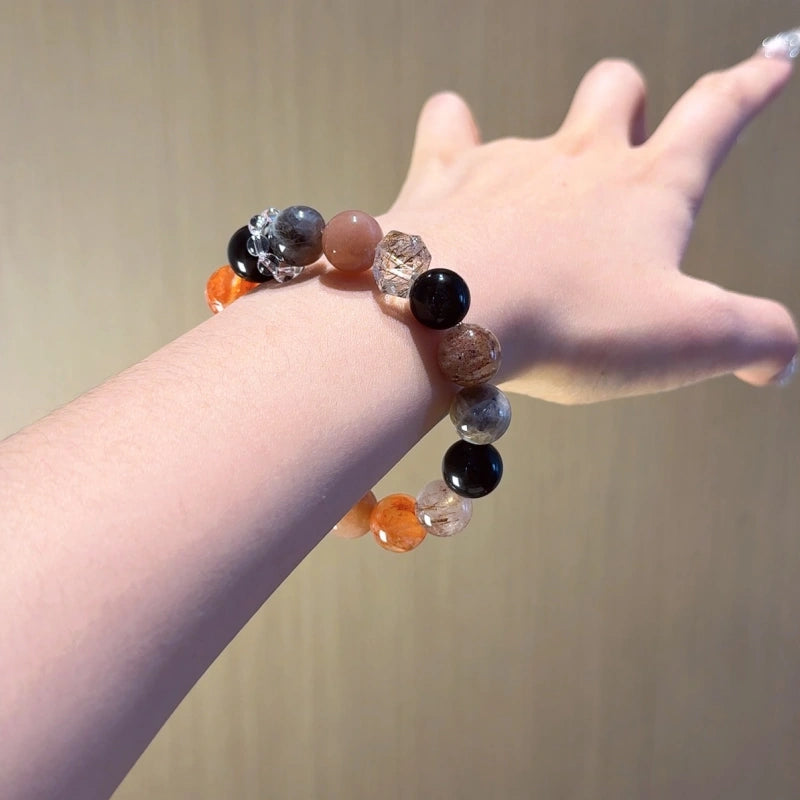 Red‑Black Multi‑Gemstone Bracelet-Stress Release